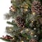 2 Pack 4ft. Pre-Lit Flocked Pinecone & Berry Fir Artificial Christmas Tree in Planter, Warm White Lights